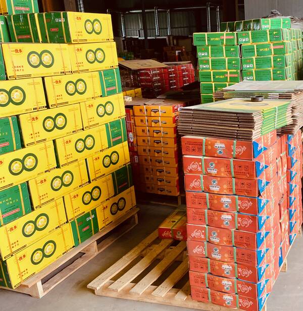 The finished grinding wheels are packed and ready for shipment.